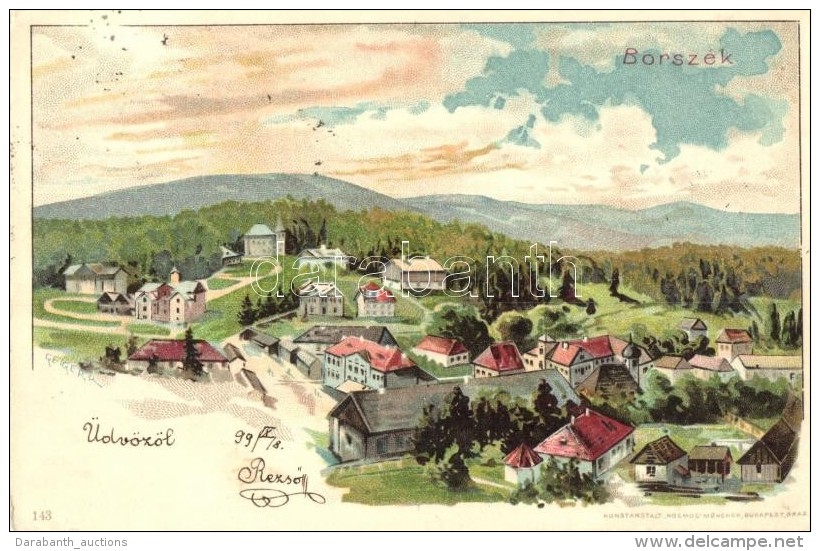 T2/T3 1899 Borszék-fürdÅ‘, Borsec; Látkép / General View, Kunstanstalt 'Kosmos' Litho S:... - Non Classés