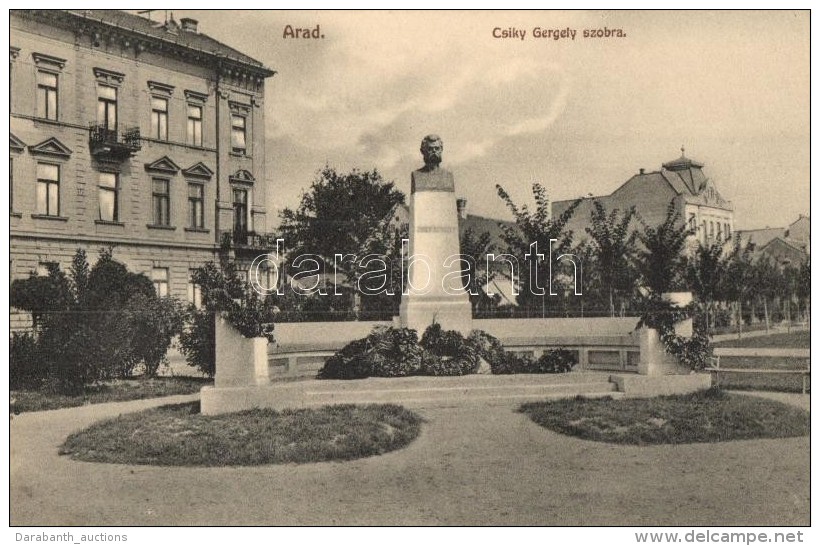 ** T1/T2 Arad, Kossuth Park, Csiky Gergely Szobor, Bloch H. Kiadása / Park, Statue - Non Classés