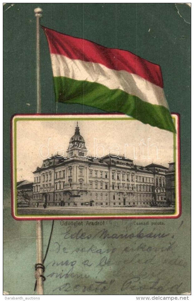 * T3 Arad, Csanádi Palota, Magyar Nemzeti Zászló Díszítéssel / Palace,... - Non Classificati