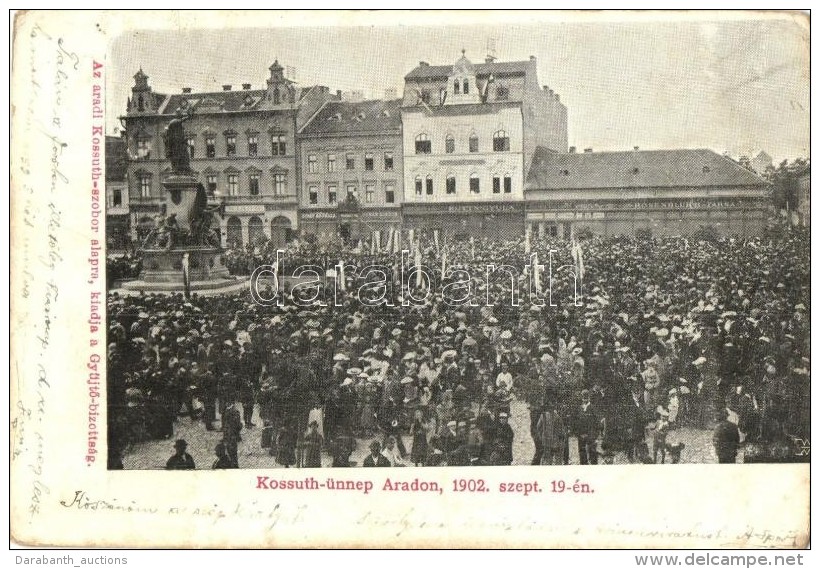 T3 1902 Arad, Kossuth ünnep, Az Aradi Kossuth-szobor Alap Támogatólapja, A... - Non Classés