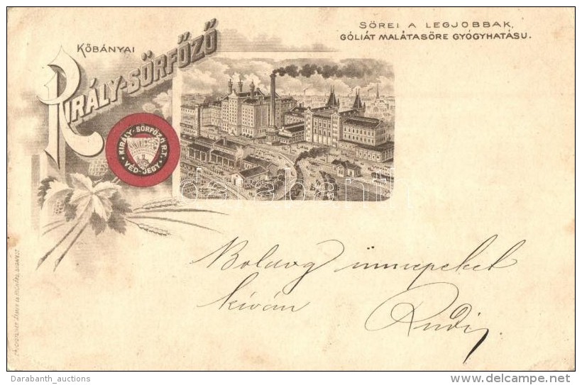 T3 1898 Budapest X. KÅ‘bánya, Király-sörfÅ‘zde, Címer, Reklám, Bruchsteiner... - Non Classés