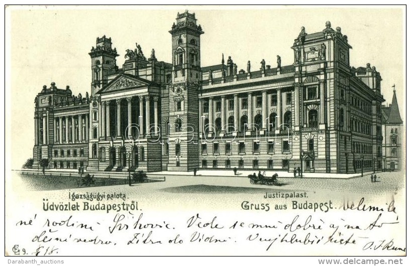 T2/T3 1898 Budapest V. Igazságügyi Palota, Litho (EK) - Non Classés