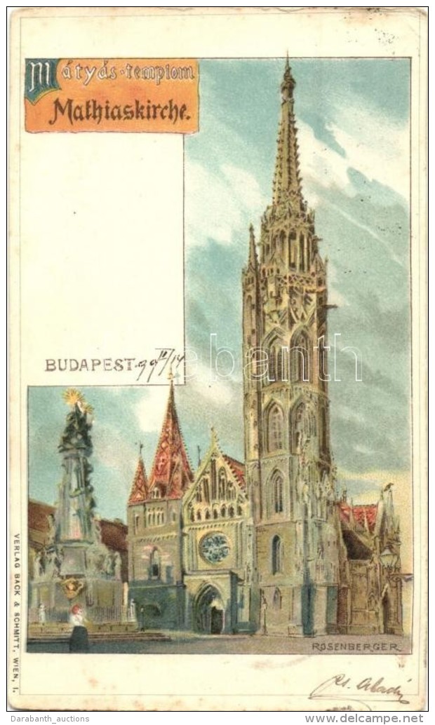 T2/T3 1899 Budapest I. Mátyás Templom, Back &amp; Schmitt Litho S: Rosenberger (EK) - Non Classés