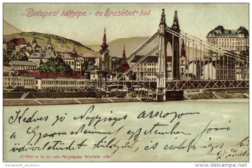 T4 Budapest, Erzsébet Híd, Litho (vágott / Cut) - Non Classés