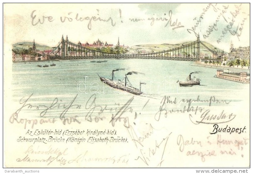 T4 Budapest, Erzsébet Királyné Híd, GÅ‘zhajók, Litho (r) - Non Classés