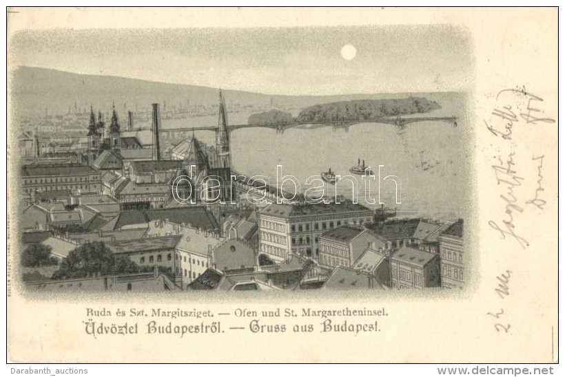 T2 1898 Budapest, Buda és Margit Sziget Látképe, Rigler Litho - Non Classés