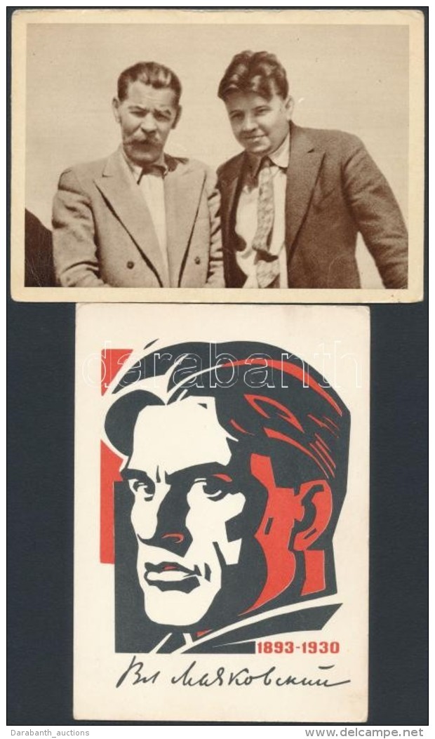 ** 2 Db MODERN Képeslap, Szovjet KöltÅ‘k; Maxim Gorkij, Majakovszkij / 2 Modern Postcards; Soviet... - Non Classés