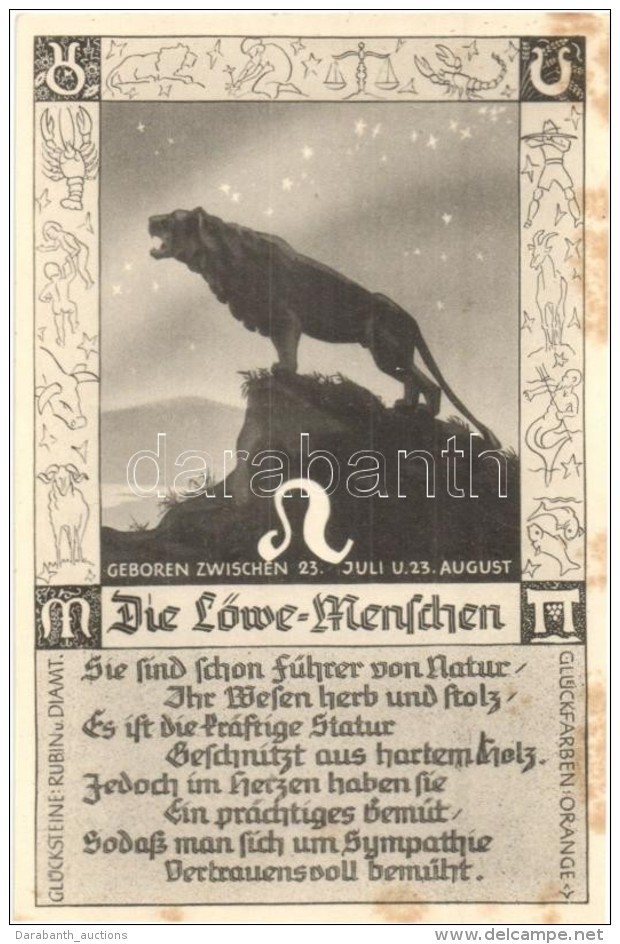 ** 4 Db RÉGI Horoszkópos MÅ±vészlap / 4 Pre-1945 Horoscope Motive Cards - Non Classés