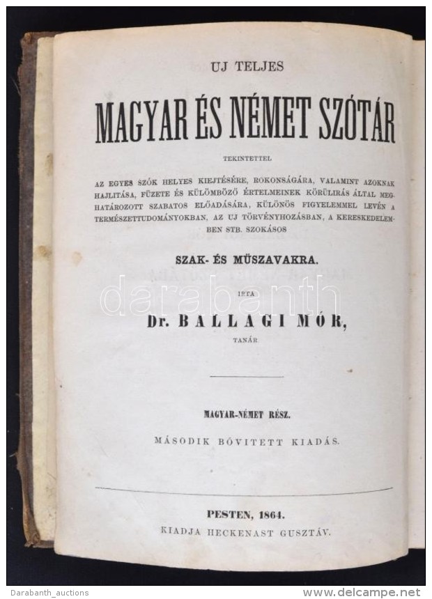 Dr. Ballagi Mór: Új Teljes Német és Magyar Szótár. Magyar-német... - Non Classés