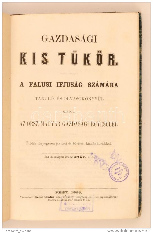 Gazdasági Kistükör. A Falusi Ifjúság Számára Tanuló-, és... - Non Classés