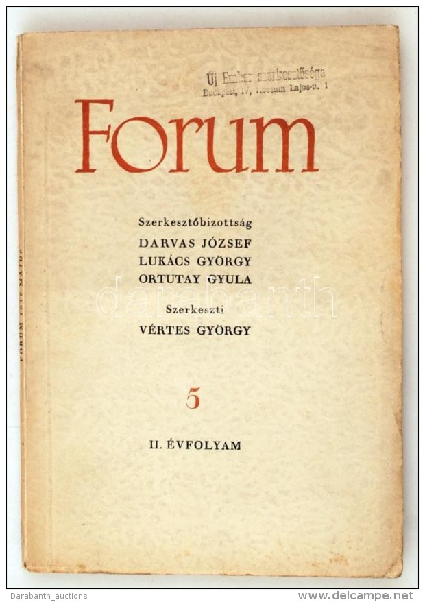 Forum Folyóirat II. évfolyam 5. Szám. 1947 Május Budapest, 1947, Hungária... - Non Classés