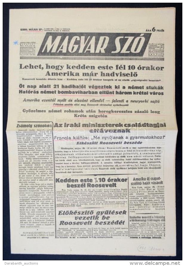 1941 A Magyar Szó I. évfolyamának 2. Száma Háborús Hírekkel - Non Classés