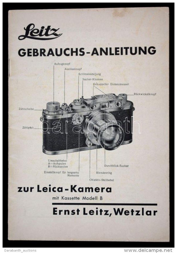 1939 Leica Brosúra, Leitz Gebrauchs-Anleitung Zur Leica Kamera, Német Nyelven, 31 P. - Non Classés