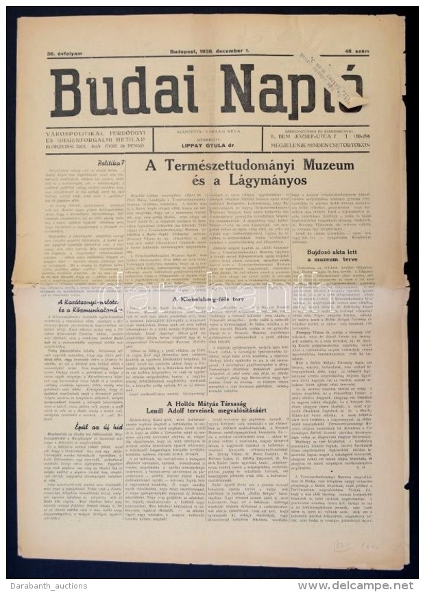 1938 A Budai Napló 36. évfolyamának 48. Száma érdekes Hírekkel - Non Classés