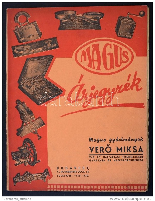 1938, 1943 Bp. V., Magus árjegyzék - VerÅ‘ Miksa Vas és Háztartási... - Non Classés