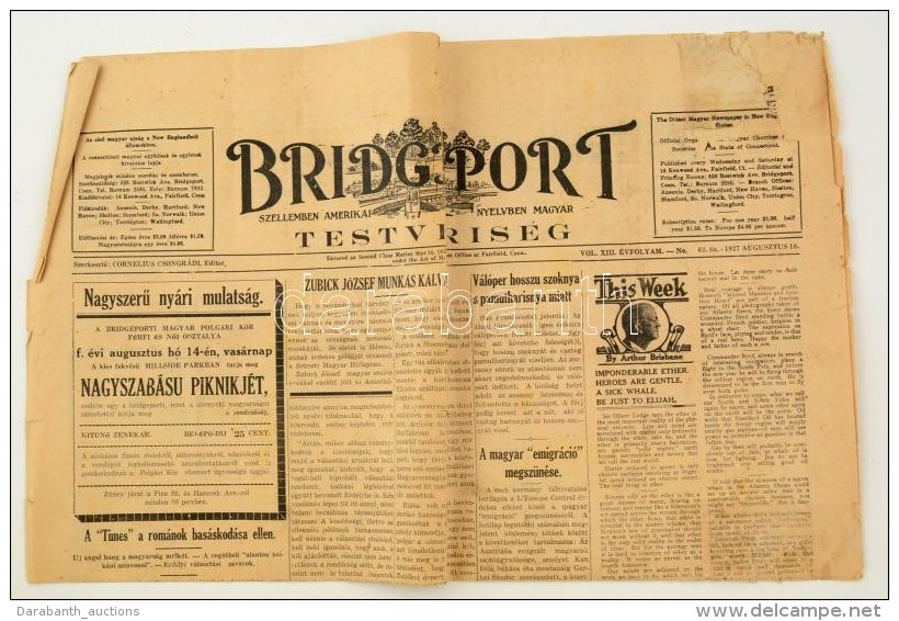 1927 Bridgeport, A Magyar Kivándorlókkal Foglalkozó Amerikai Lap Egy Száma - Non Classés