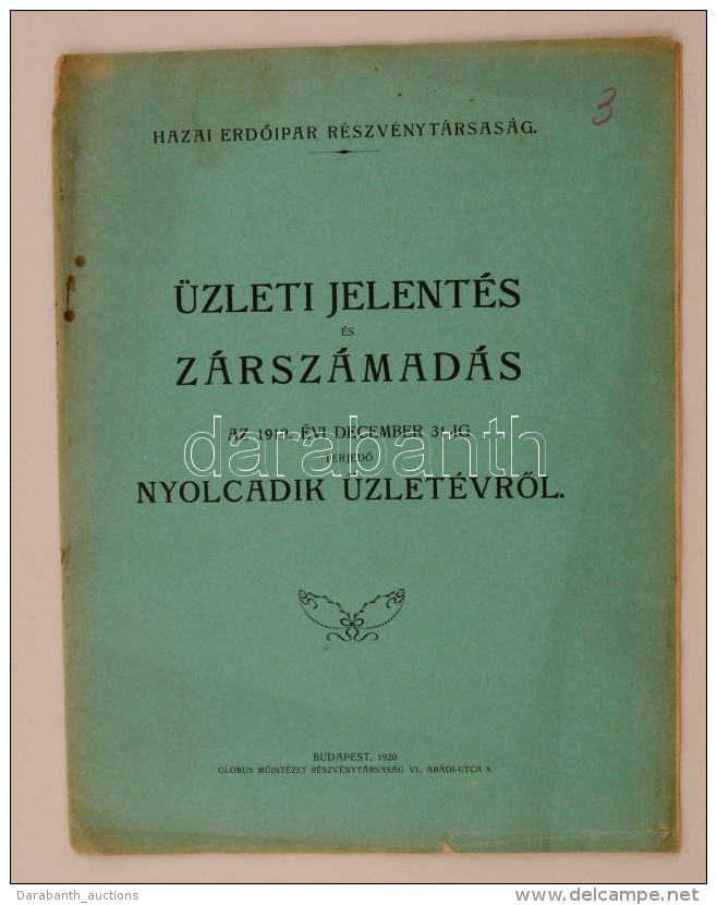 1920 Hazai ErdÅ‘ipar Részvénytársaság, üzleti Jelentés és... - Non Classés