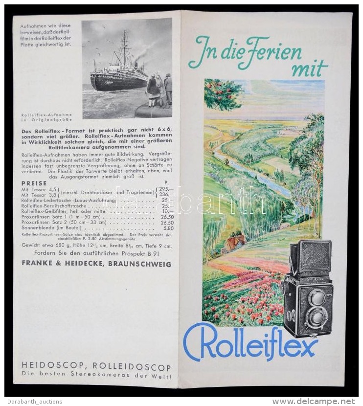 Cca 1920-1940 Rolleiflex Brosúra, In Die Ferien Mit Rolleiflex, Braunschweig, Franke&amp;Heidecke,... - Non Classés