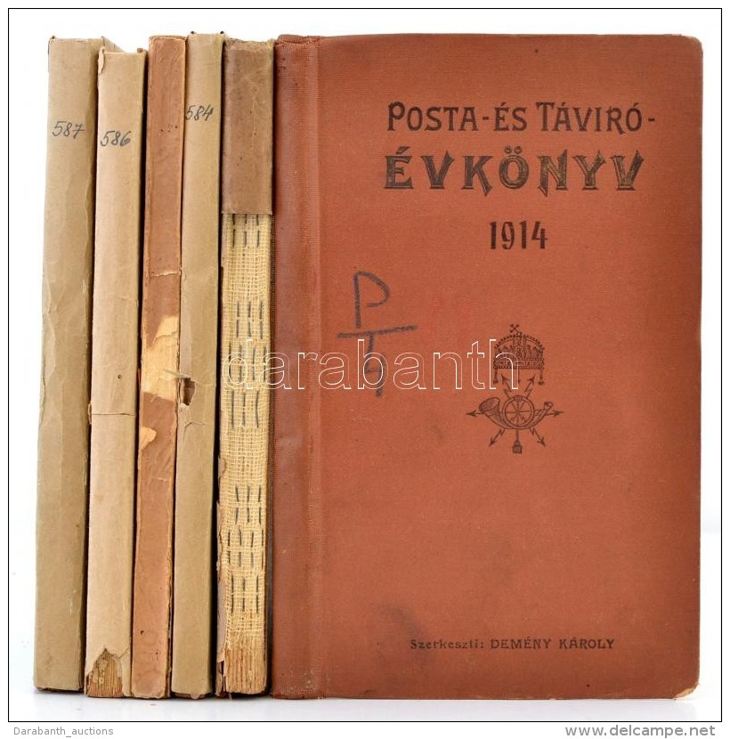 1914-1925 Posta-, és Táviró Évkönyv 6 Db (1914, 1916-1918, 1924-1925), Szerk.:... - Non Classés