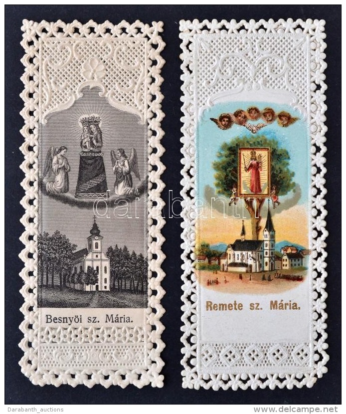 Cca 1900 Régi, Csipke Szentképek, Egészen Apró Hibával, 2db, 10x4cm - Non Classés