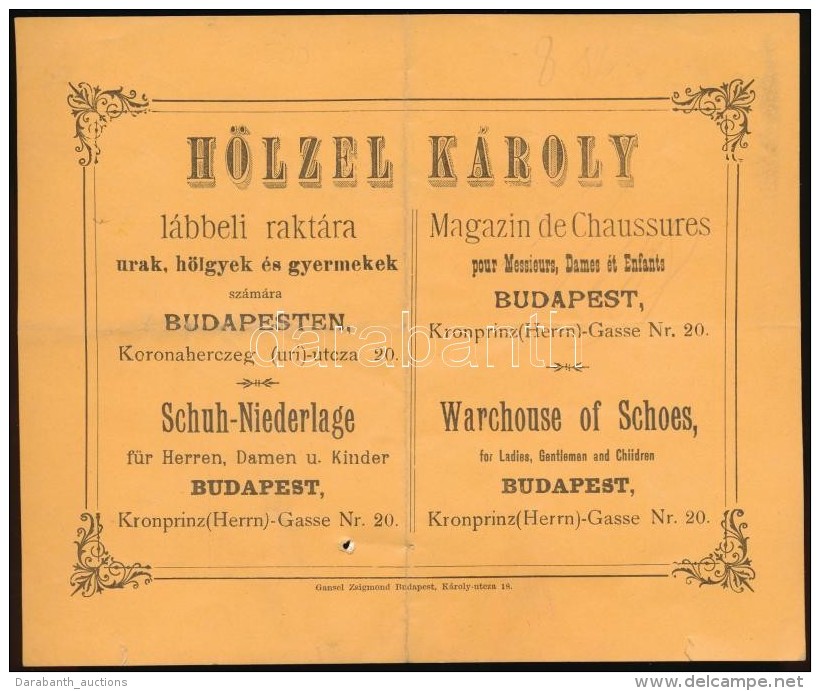 1897 Hölzel Károly Lábbeli Raktár Bp., V.  Reklámos Számla - Non Classés