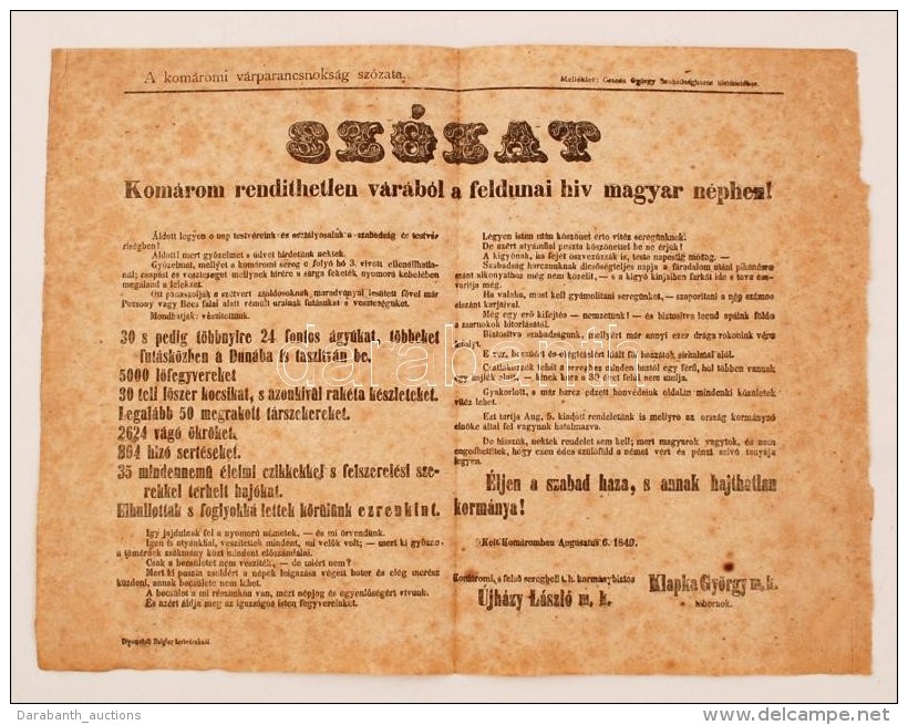 1895 Szózat Komárom Rendíthetetlen Várából A Feldunai Hiv Magyar... - Non Classés