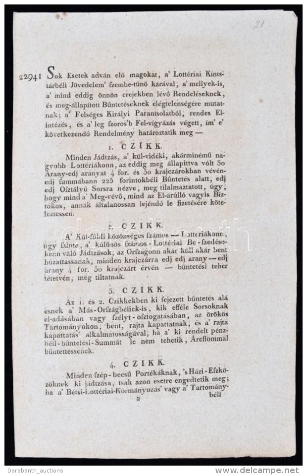 Cca 1810 'Rendelmény A' Felséges Király Parancsolatból, Rendes Elintzés,... - Non Classés