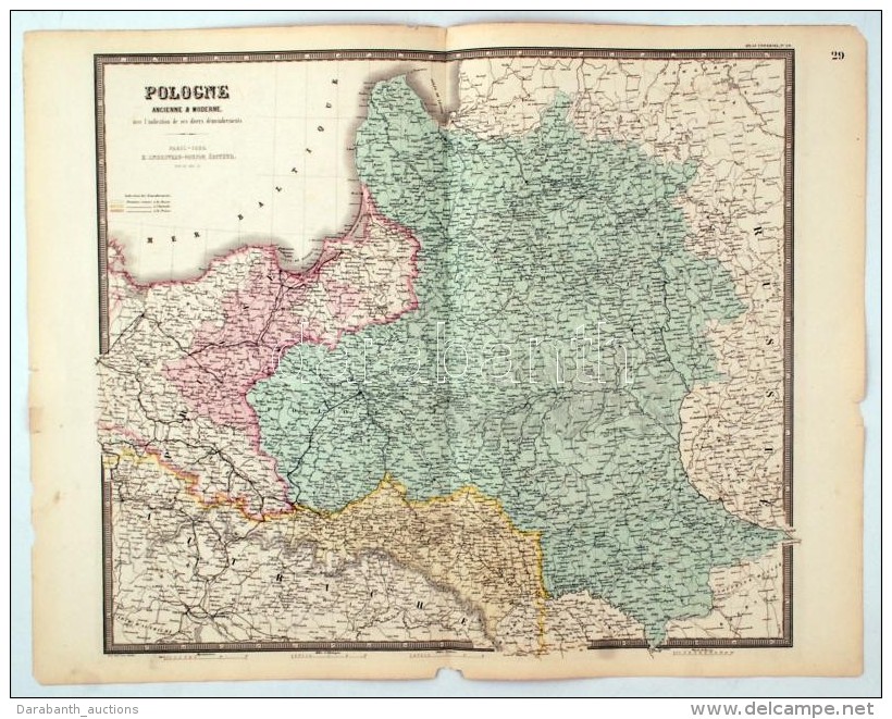 1850 Lengyelország NagyméretÅ± Térképe E. Andriveau-Goujon. Acélmetszet. /
1860... - Autres & Non Classés