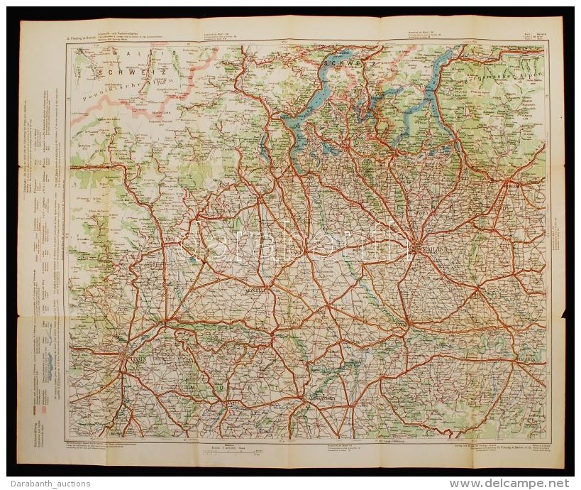 Cca 1910 G. Freytag&amp;Berndt's Automobil- Und Radfahrerkarten, Blatt 40.: Schweiz Und Italien. Verlag Der... - Autres & Non Classés