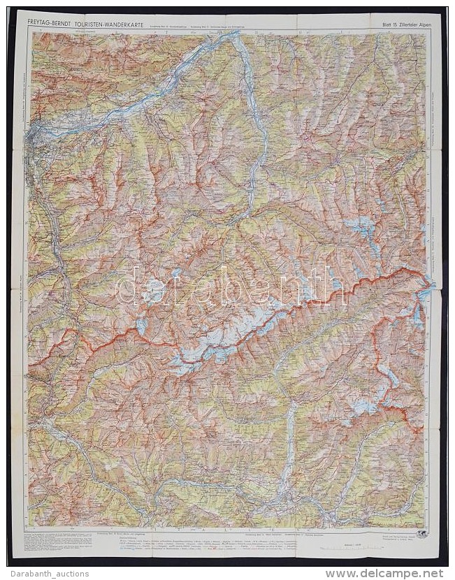 Cca 1920 Zillertaler Alpok Túra Térkép / Climber And Hiker Map Of The Zillertaler Alp. 60x70... - Autres & Non Classés