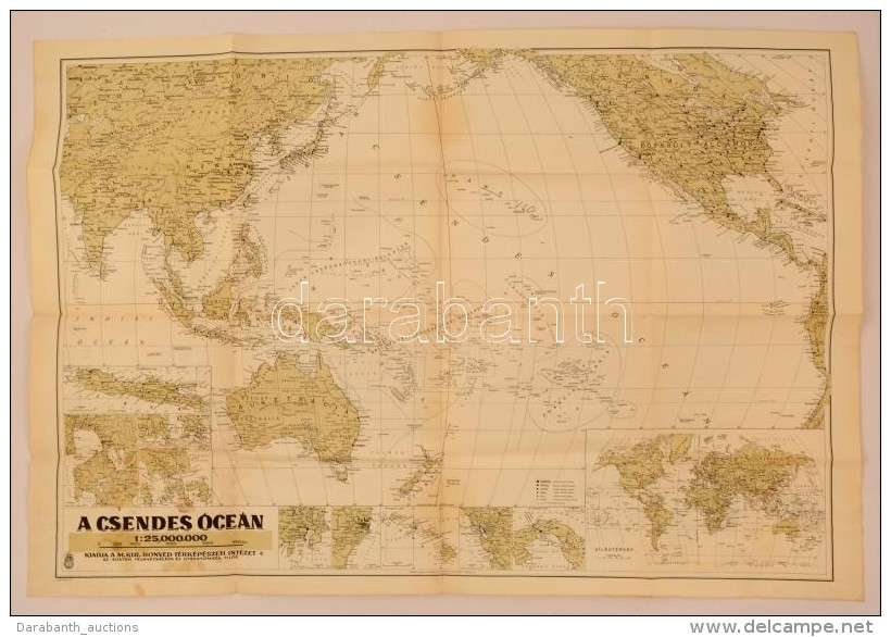 1941 A Csendes Óceán, 1:25.000.000, Magyar Királyi Honvéd... - Autres & Non Classés