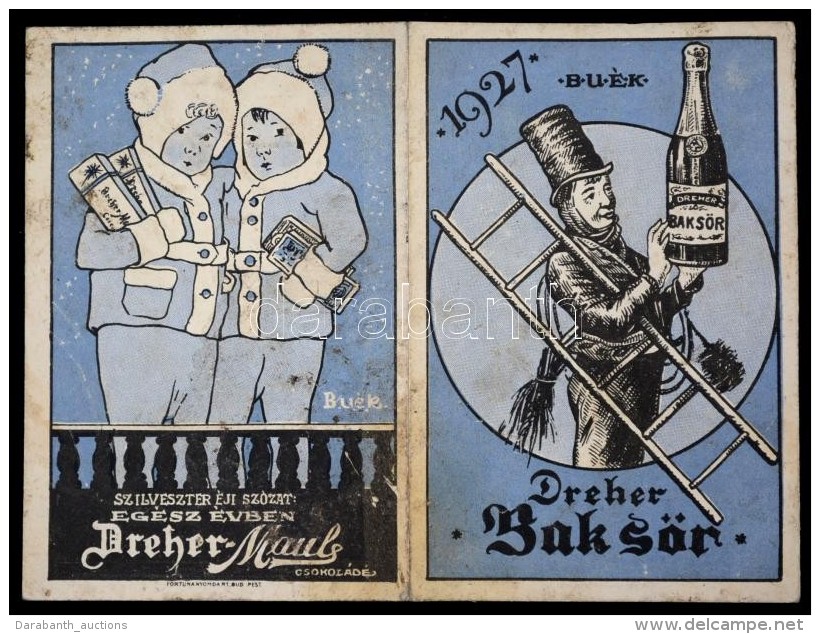 1927 Dreher Baksör 1927-es Naptár, Kissé Foltos, 11x8 Cm. - Publicités