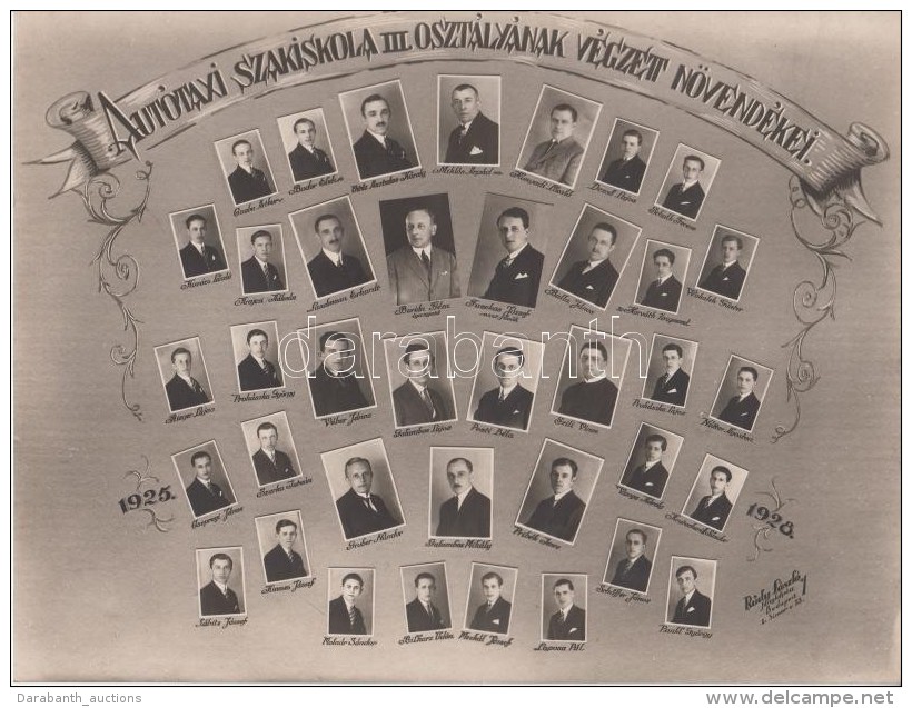 1928 Budapest, Autótaxi Szakiskola Tanárai és Végzett Növendékei,... - Autres & Non Classés