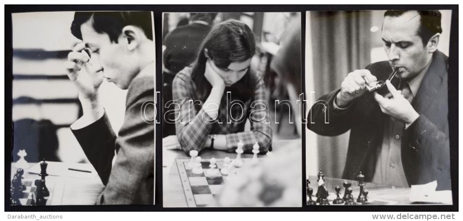 Cca 1970 Sakkozó Portrék, Sajtófotók, 3 Db, 18x13 Cm. - Autres & Non Classés