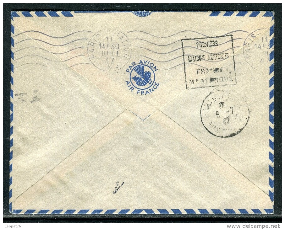 France - Enveloppe De Paris Par Avion Pour Fort De France En 1947 , Voir Cachets Recto Et Verso  Réf O 162 - 1927-1959 Lettres & Documents