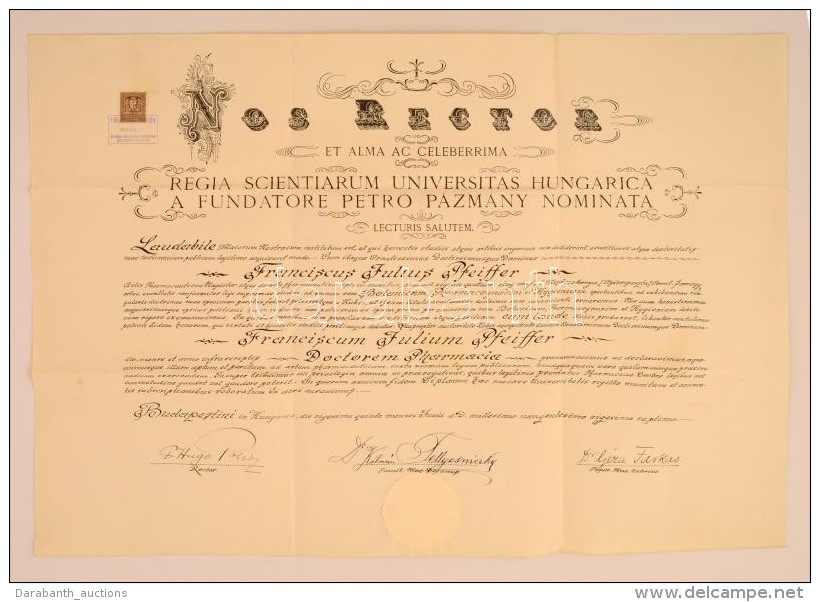 1927 Gyógyszerész Diploma / Pharmacologist Diploma - Non Classés