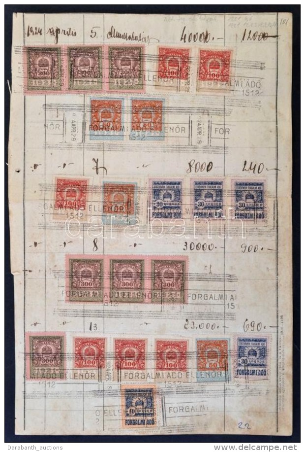 Cca 1924 Forgalmi Adó EllenÅ‘ri Papír, 30 Db Forgalmi Adó és 9 Db... - Non Classés