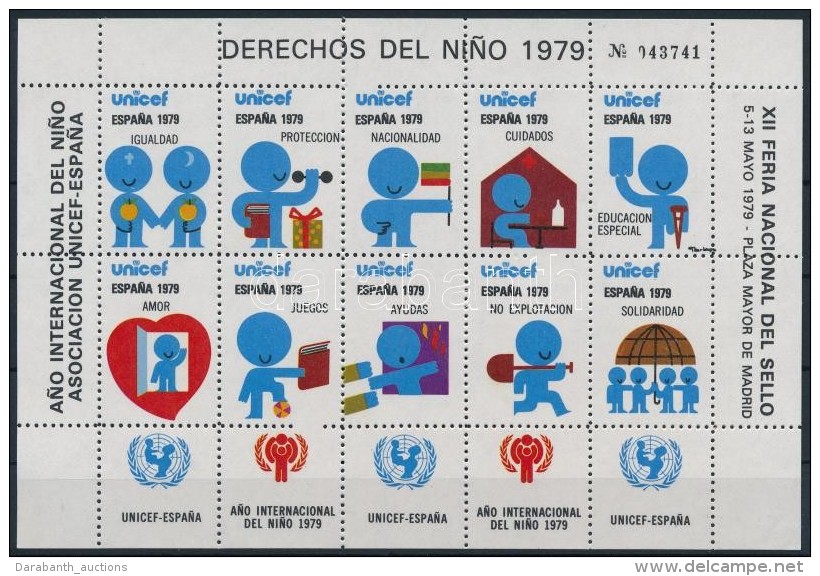 ** Spanyolország 1979 UNICEF, Nemzetközi Gyermekév Levélzáró Kisív - Unclassified