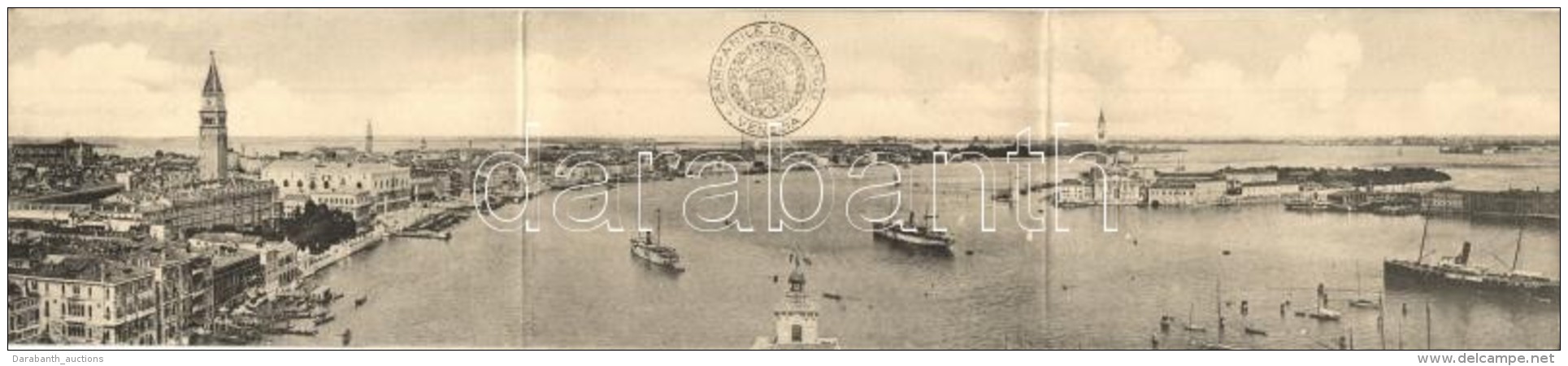* T3 Venice, Venezia; General View, Steamships, 3-tiled Panoramacard (Rb) - Non Classés