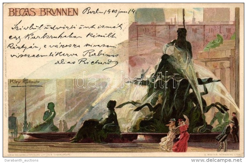 T2/T3 Berlin, Begasbrunnen, Velten's Künstlerpostkarte No. 153 Litho S: Kley - Non Classés
