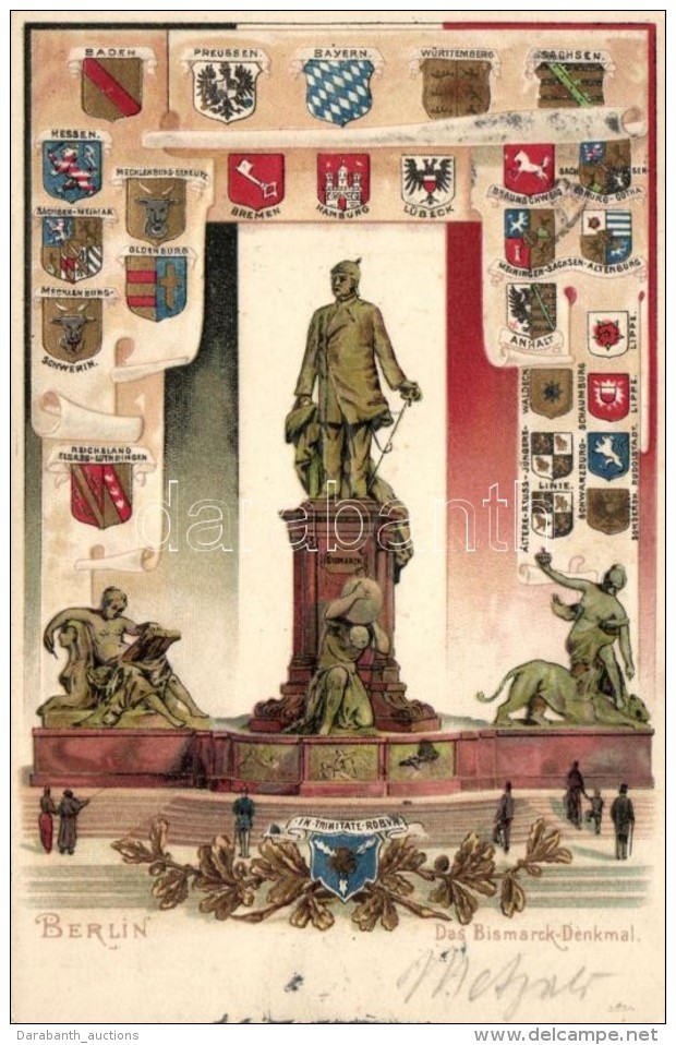 T2/T3 Berlin, Das Bismarck-Denkmal / Monument, Coat Of Arms Emb. Litho - Non Classés