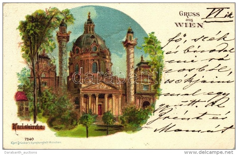 T2 1899 Vienna, Wien, Karlskirche, Karl Stückers Kunstanstalt / Church, Litho S: Rosenberger - Non Classés