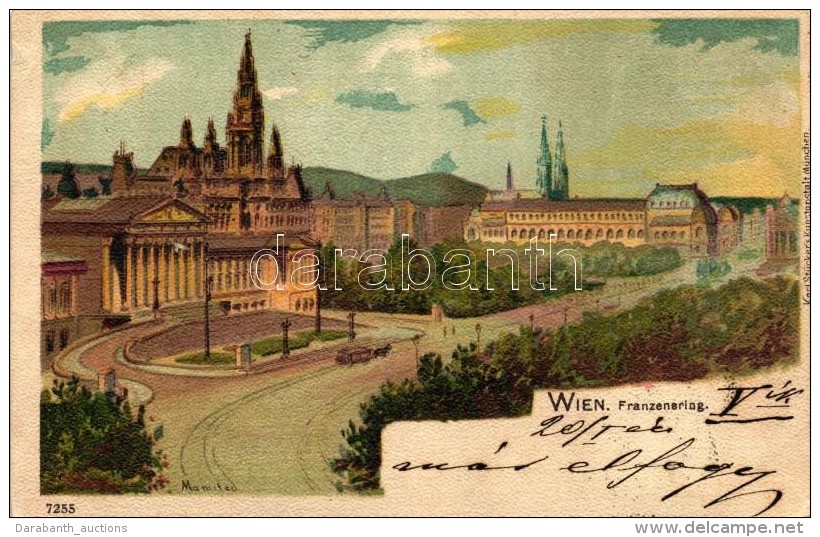 T2/T3 1899 Vienna, Wien, Franzensring, Karl Stückers Kunstanstalt, Artist Signed Litho - Non Classés