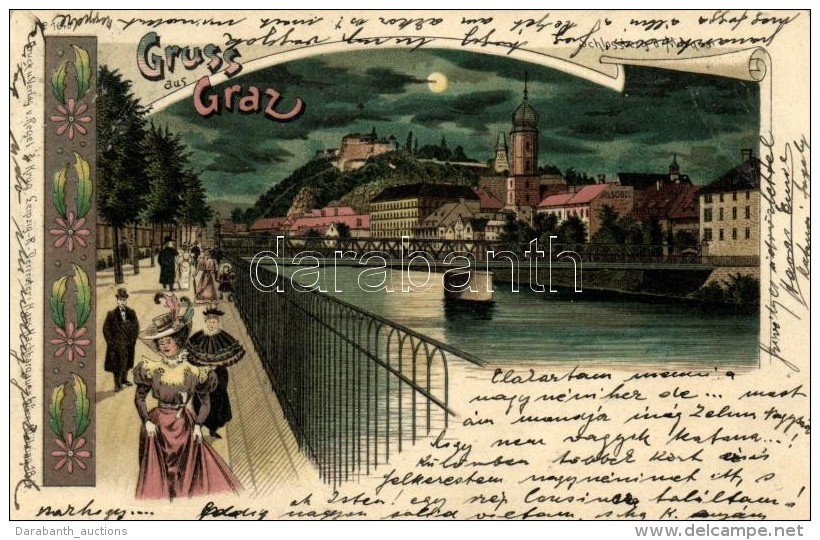 T2 Graz, Schlossberg; Verlag Regel &amp; Krug, Art Nouveau Litho - Non Classés