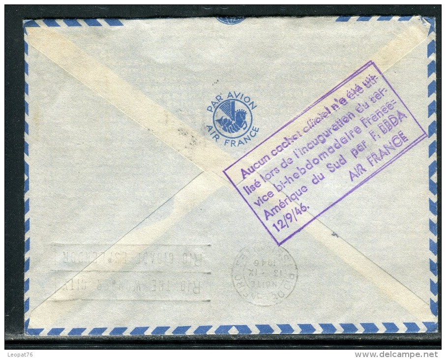 France - Enveloppe De Paris Par Avion Pour Rio De Janeiro En 1946 , Voir Cachets Recto Et Verso  Réf O 164 - 1927-1959 Lettres & Documents