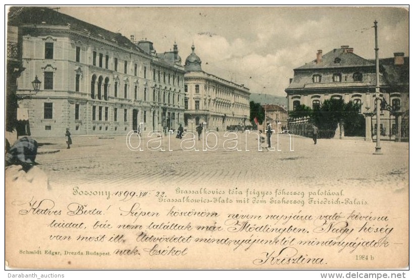 T2/T3 1899 Pozsony, Pressburg, Bratislava; Grassalkovics Tér, Frigyes FÅ‘herceg Palota, Kiadja Schmidt Edgar... - Non Classés