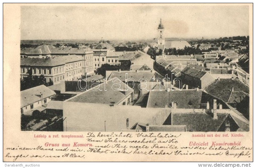 T2 1898 Komárom, Komárno; Látkép, Református Templom / General View, Calvinist... - Non Classés