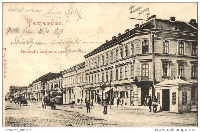 T3 Temesvár, Timisoara; Kossuth Lajos Utca, Villamos, D. K. F. E. 32. / Street, Tram (EB) - Non Classés