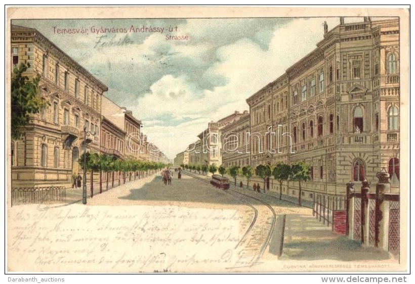 T2/T3 1899 Temesvár, Timisoara; Gyárváros, Andrássy út, Villamos, Corvina... - Non Classés