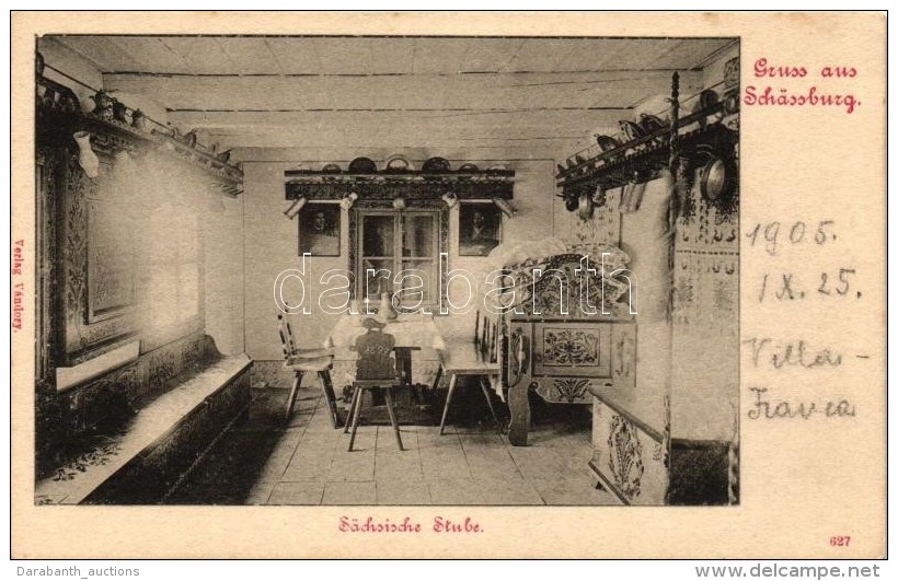 * T2 Segesvár, Sighisoara; Szász Szoba BelsÅ‘, Folklór / Saxon Room Interior, Folklore - Non Classés